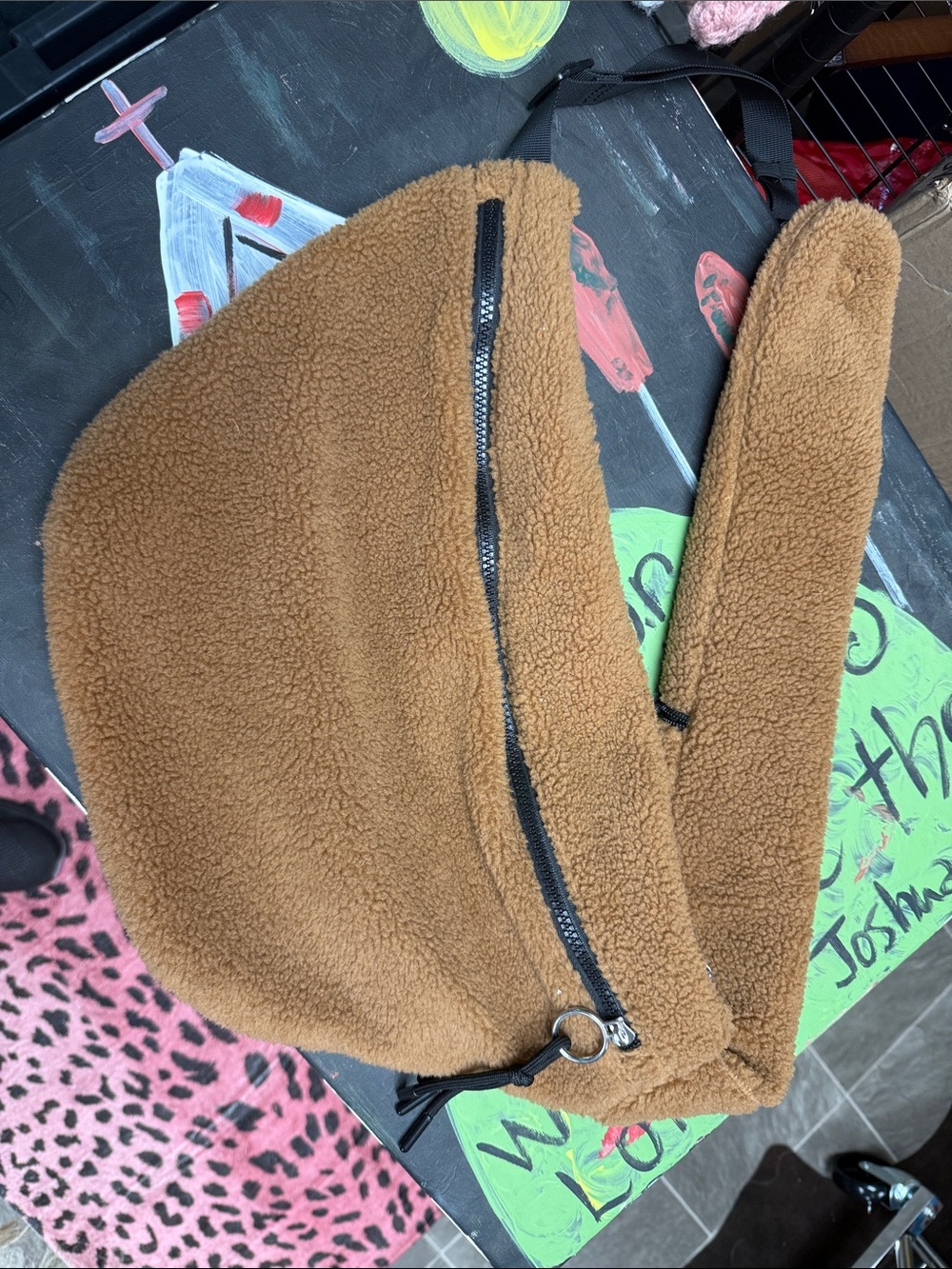 Free People Teddy Fleece Crossbody Bag in Brown